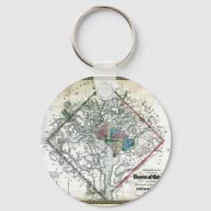 Chaveiro Mapa 1862 velho do distrito de Columbia de