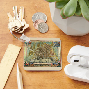 Chaveiro Mapa antigo de Amesterdã, Holanda, Países Baixos