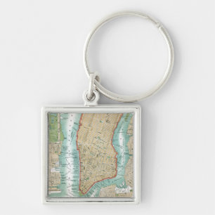 Chaveiro Mapa antigo do Lower Manhattan e do Central Park