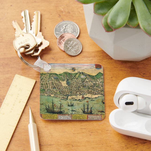 Chaveiro Mapa antigo, Plano Municipal de Lisboa, Portugal,  (Mesa)