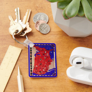 Chaveiro Mapa Antigo Vintage Estados Unidos da América, EUA