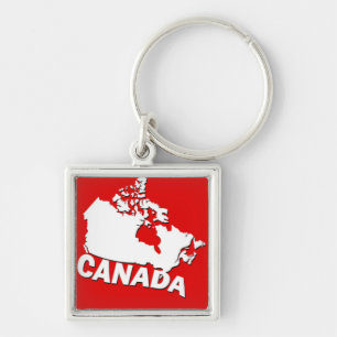 Chaveiro Mapa branco e vermelho de Canadá