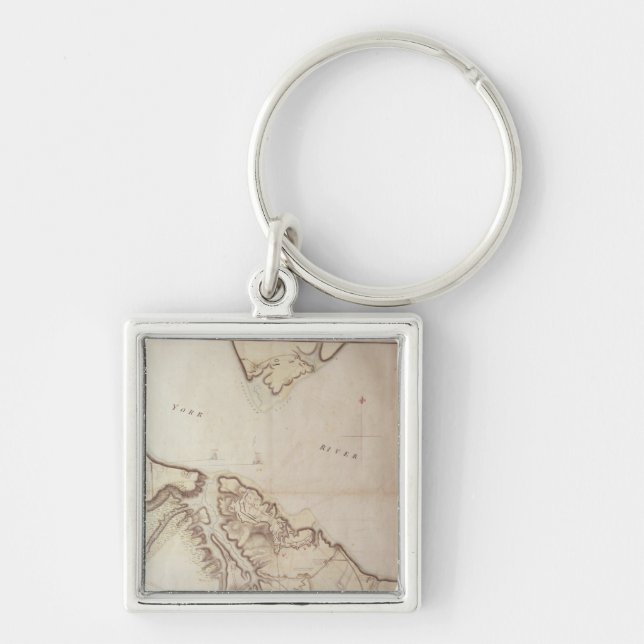 Chaveiro Mapa britânico do cerco de Yorktown, 1781 (Frente)