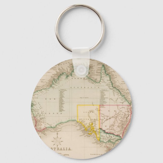 Chaveiro Mapa da Austrália e da Nova Zelândia (Frente)