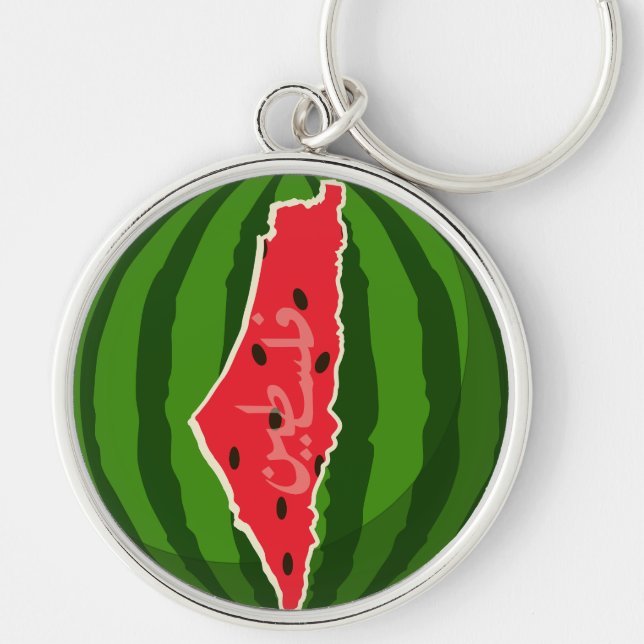 Chaveiro Mapa da Bandeira da Melancia Palestina. Palestinos (Frente)
