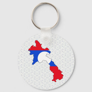 Chaveiro Mapa da bandeira de Laos sem redução