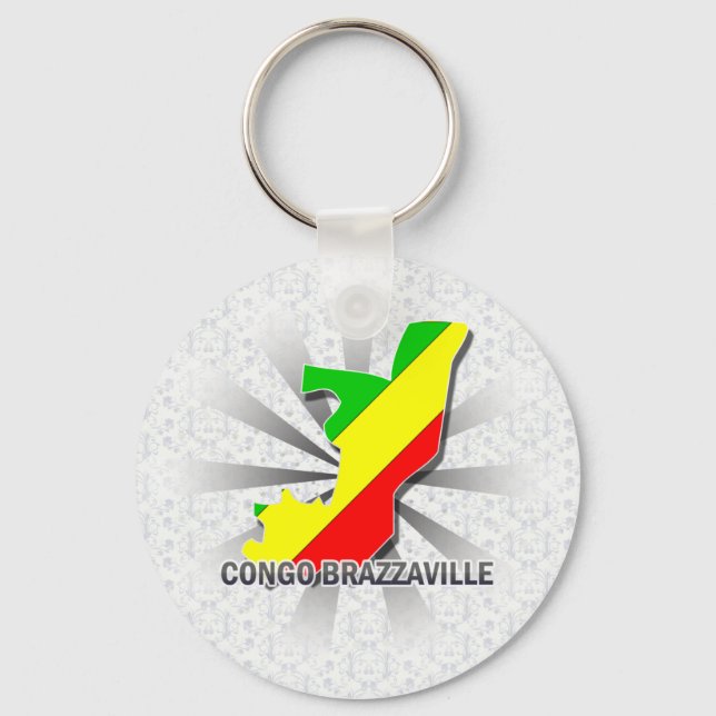 Chaveiro Mapa da Bandeira do Congo-Brazzaville 2.0 (Frente)