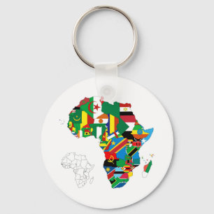 Chaveiro Mapa da Bandeira do Continente Africano