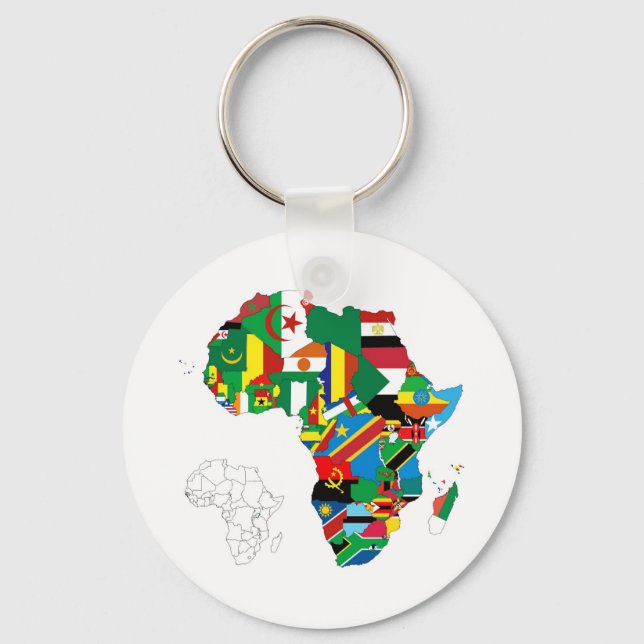 Chaveiro Mapa da Bandeira do Continente Africano (Frente)