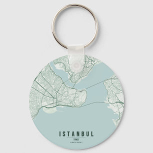 Chaveiro Mapa da Cidade de Istambul Turquia & Texto Persona