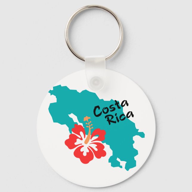 Chaveiro Mapa da Costa Rica com hibisco (Frente)