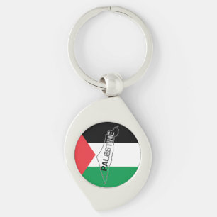 Chaveiro Mapa da Palestina Livre sobre a Bandeira da Palest