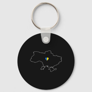 Chaveiro Mapa da Ucrânia Com Coração Em Azul Amarelo Força 