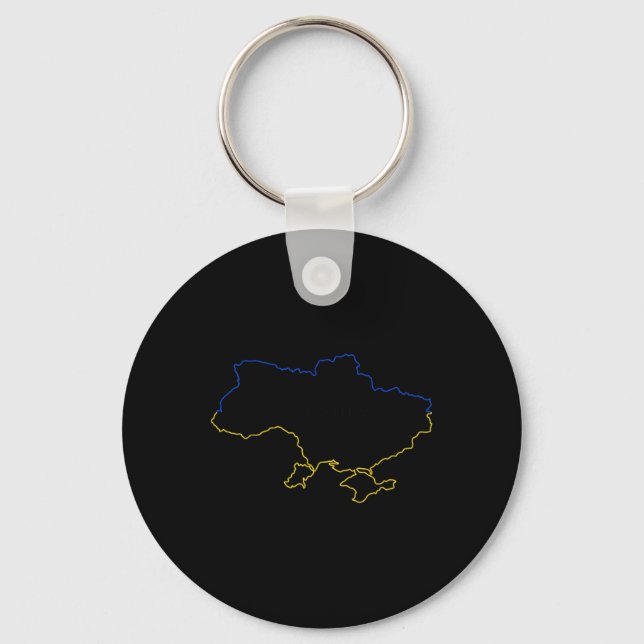 Chaveiro Mapa da Ucrânia com cores azul e amarelo Ucrânia (Frente)