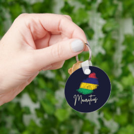 Chaveiro Mapa das Ilhas Maurícias - Bandeira Vintage - Ocea