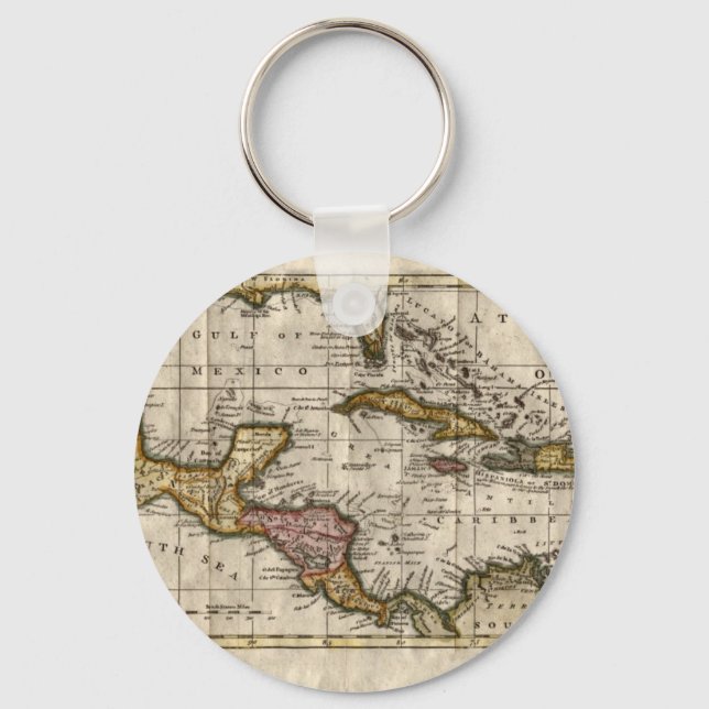 Chaveiro Mapa das Índias Ocidentais de 1790 por Dilly e Rob (Frente)