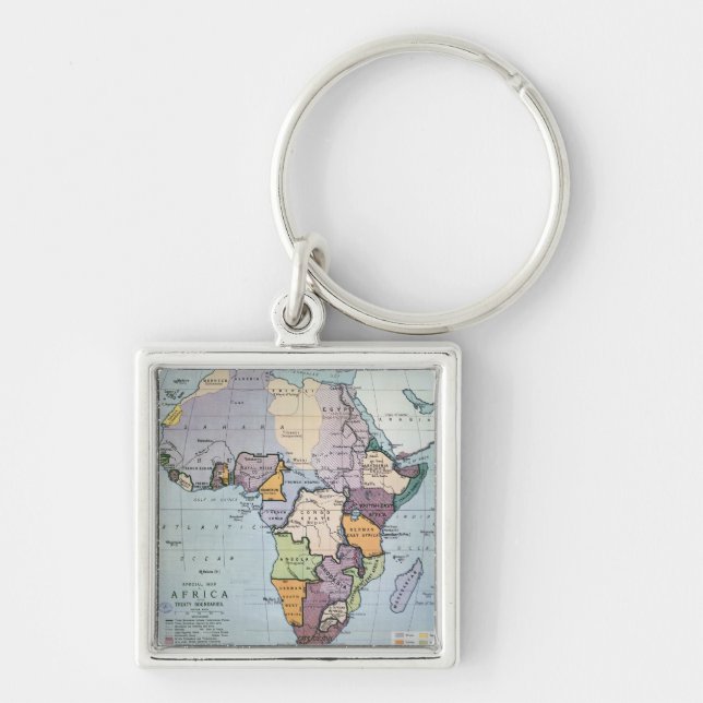 Chaveiro Mapa de África que mostra os limites do Tratado, (Frente)