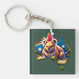 Chaveiro Mapa de bandeira do Urso Koala, na Austrália