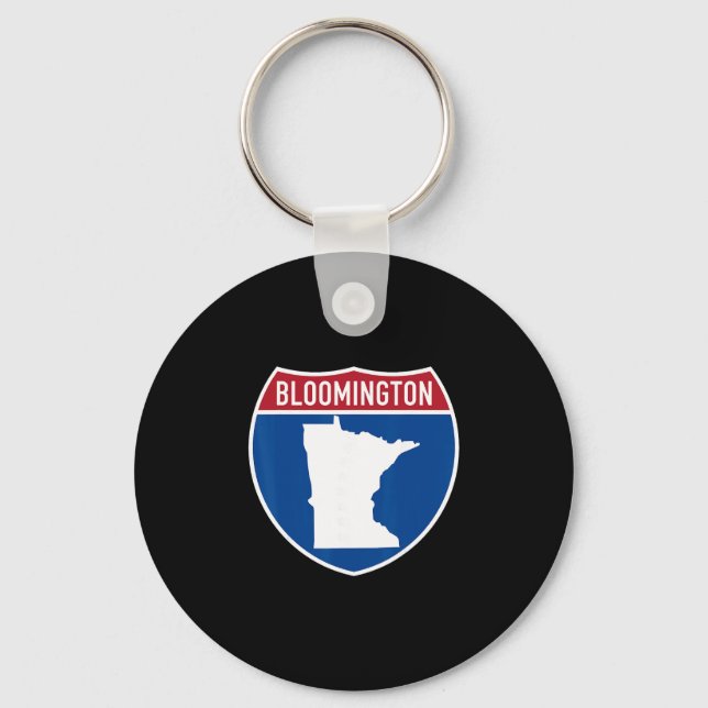 Chaveiro Mapa de Bloomington Minnesota Sinal de Estrada Int (Frente)