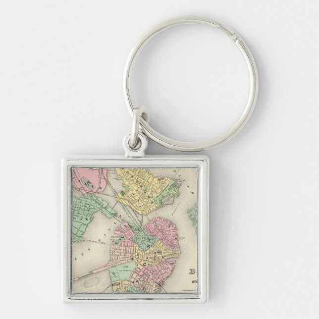 Chaveiro Mapa De Boston E Cidades Adjacentes (Frente)
