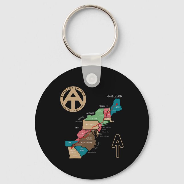 Chaveiro Mapa de caminhada da Trilha Appalachian (Frente)