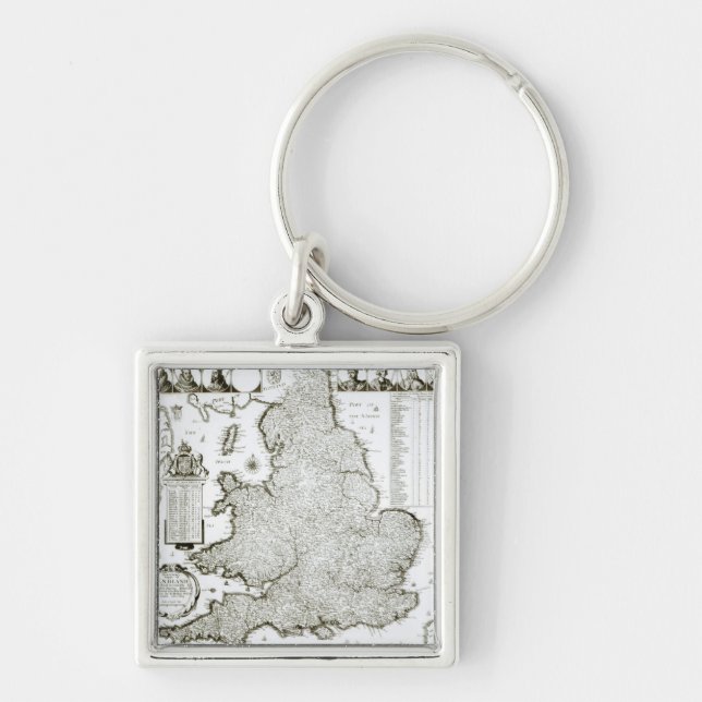 Chaveiro Mapa de Inglaterra e de Wales, 1644 (Frente)
