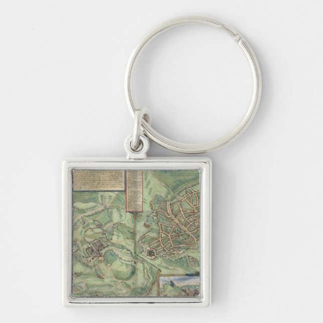 Chaveiro Mapa de Jerusalem, 'de Civitates Orbis Terrarum (Frente)