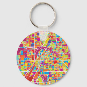 Chaveiro Mapa de Las Vegas colorido, Nevada