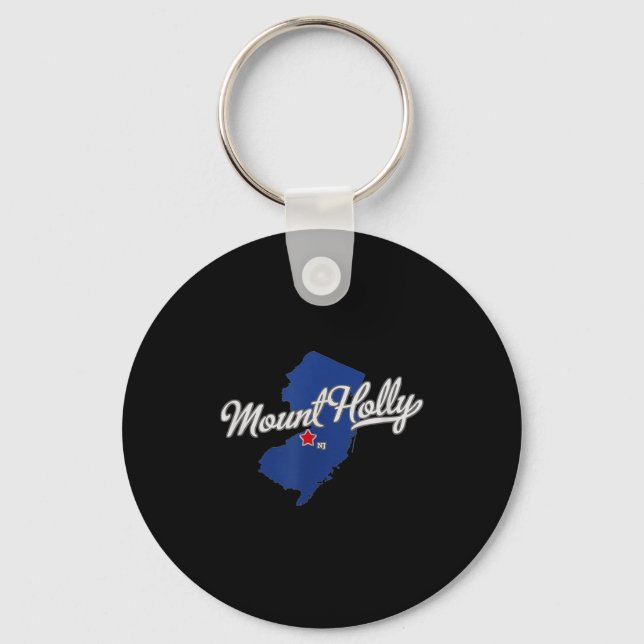 Chaveiro Mapa de Mount Holly Nova Jersey Nj  (Frente)