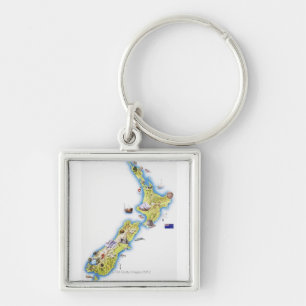 Chaveiro Mapa de Nova Zelândia