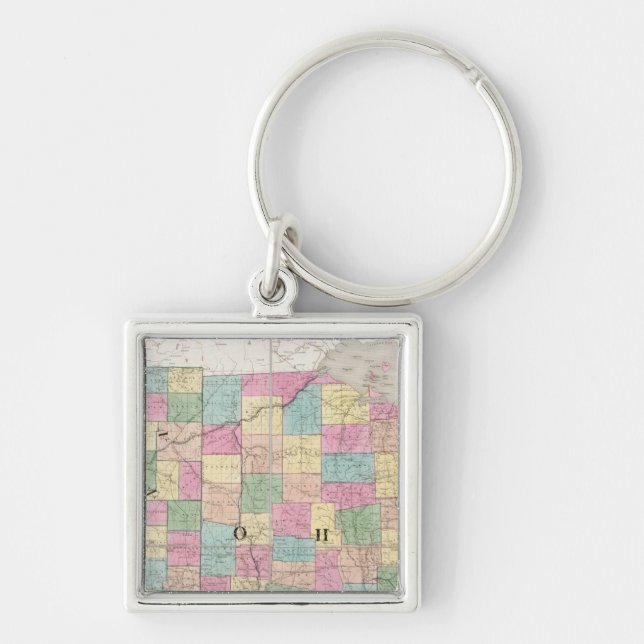 Chaveiro Mapa de Ohio e Indiana (Frente)