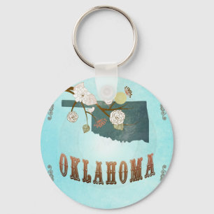 Chaveiro Mapa de Oklahoma com pássaros bonitos
