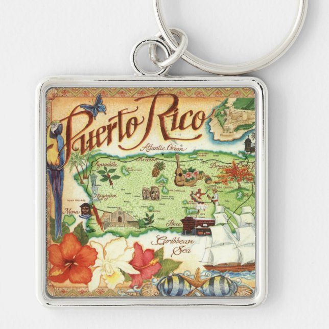 Chaveiro Mapa de Porto Rico (Frente)
