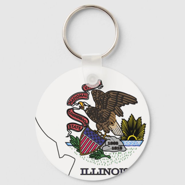 Chaveiro Mapa de Sinalizador de Illinois (Frente)