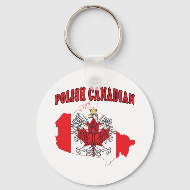 Chaveiro Mapa de Sinalizador do Canadá Polonês (Frente)