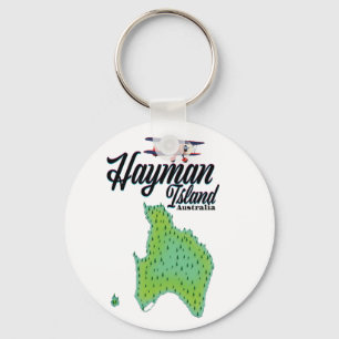 Chaveiro Mapa de Viagens vintage da Ilha Hayman.