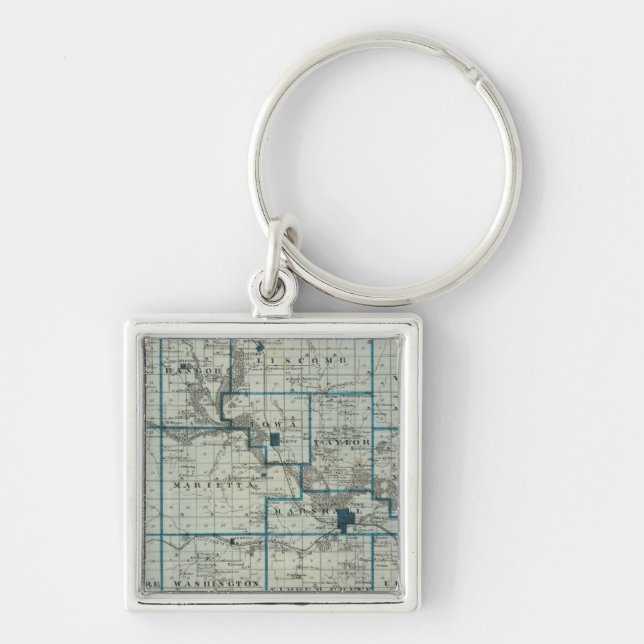 Chaveiro Mapa do Condado de Marshall, Estado de Iowa (Frente)