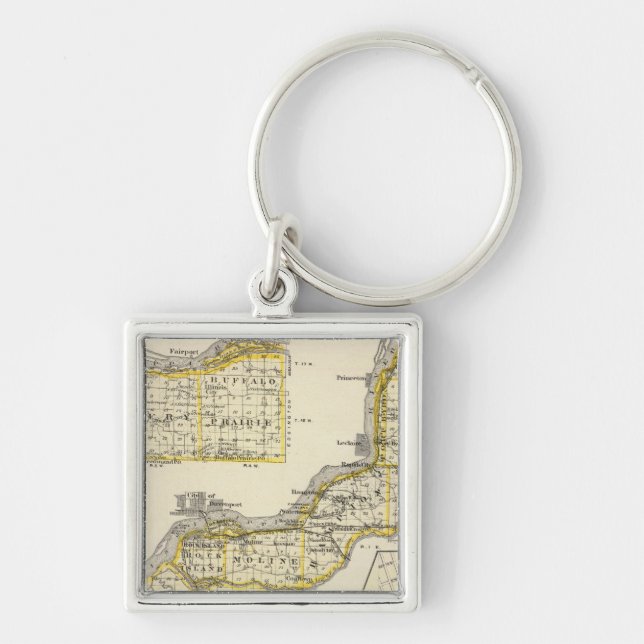 Chaveiro Mapa do Condado de Rock Island e de Dixon (Frente)