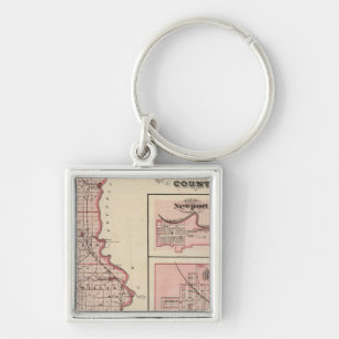 Chaveiro Mapa do Condado de Vermilm com Newport