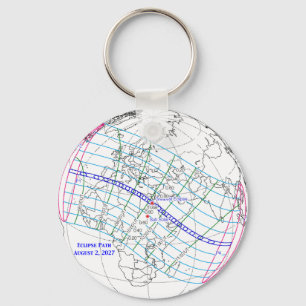Chaveiro Mapa do Eclipse Solar Total de 2027