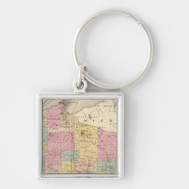 Chaveiro Mapa do Estado de Wisconsin (Frente)