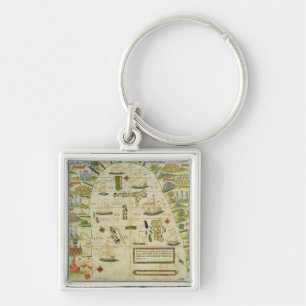 Chaveiro Mapa do mar de China, fac-símile 'de atlas de