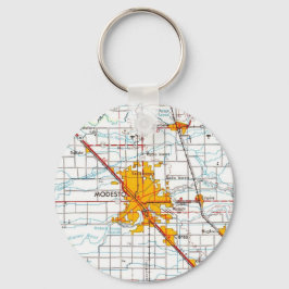 Chaveiro Mapa do Modesto California Vintage