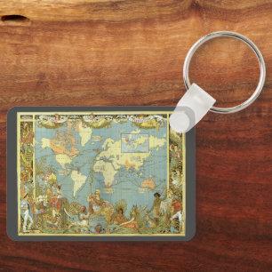 Chaveiro Mapa do mundo antigo do Império Britânico, 1886