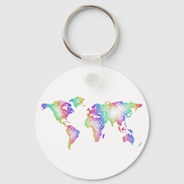 Chaveiro Mapa do Mundo Arco-íris (Frente)