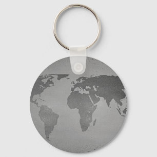 Chaveiro Mapa do mundo branco e preto