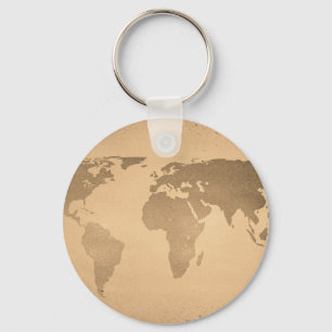 Chaveiro Mapa do mundo da Vintage