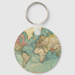 Chaveiro Mapa do mundo do vintage