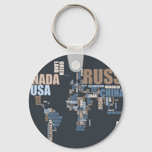 Chaveiro Mapa do mundo nas palavras