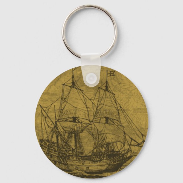 Chaveiro Mapa Do Schooner E Da Vintage (Frente)